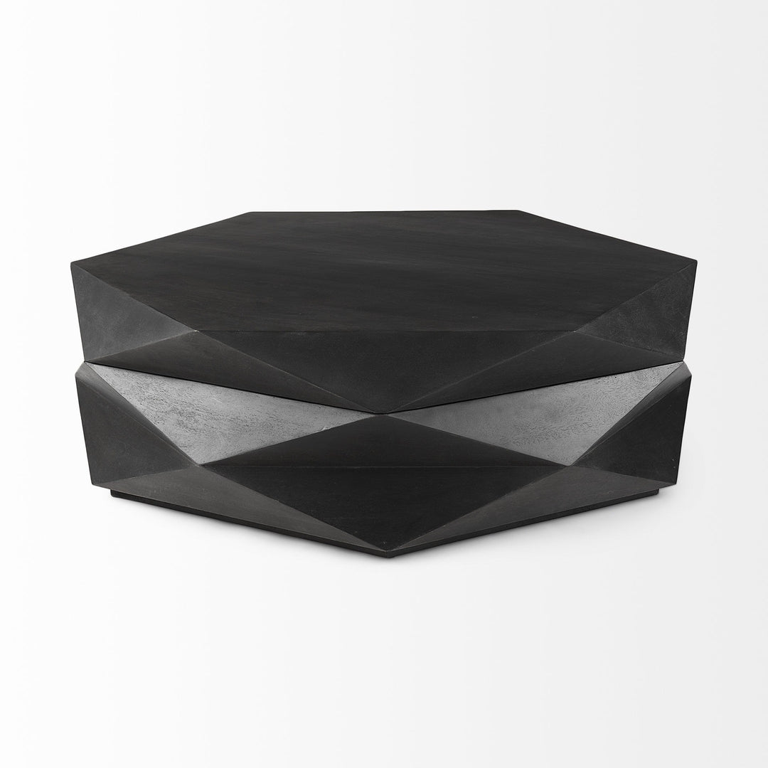 Mod Geometric Black Solid Wood Coffee Table Image 3