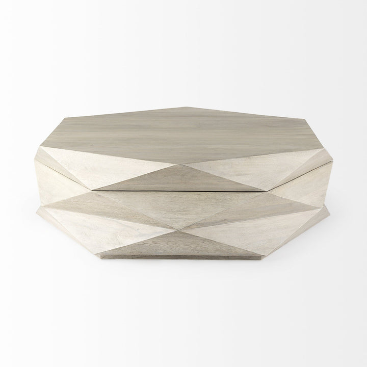 Mod Geometric Whitewash Solid Wood Coffee Table Image 2