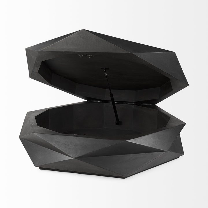 Mod Geometric Black Solid Wood Coffee Table Image 4