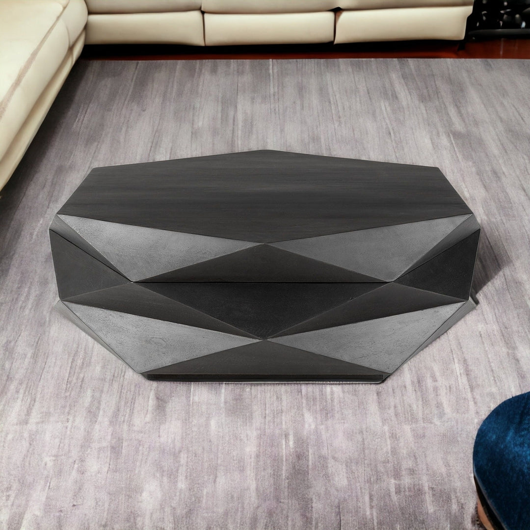 Mod Geometric Black Solid Wood Coffee Table Image 10