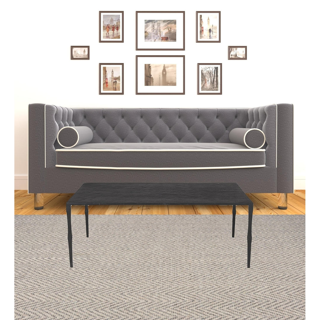 Minimal Black Iron Rectangular Coffee Table Image 10