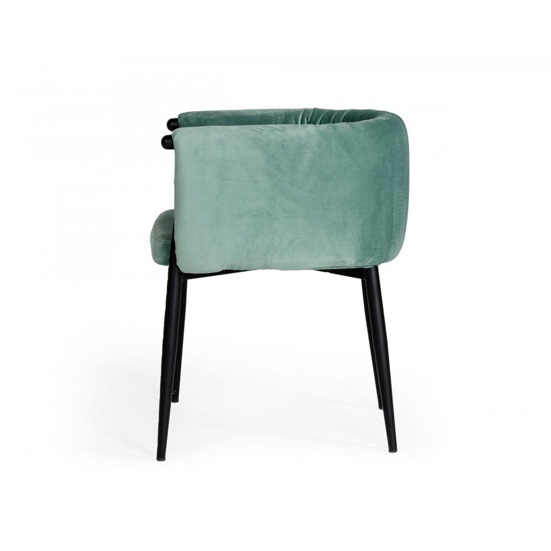 Mod Light Green and Black Velvet Dining or Side Chair Image 3