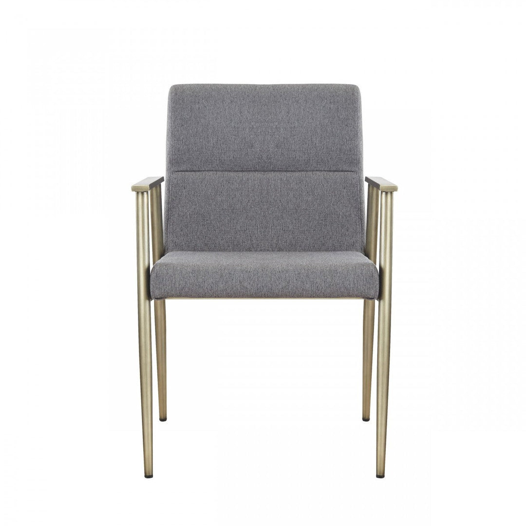 Gray Antique Brass Contemporary Dining Chair Image 2