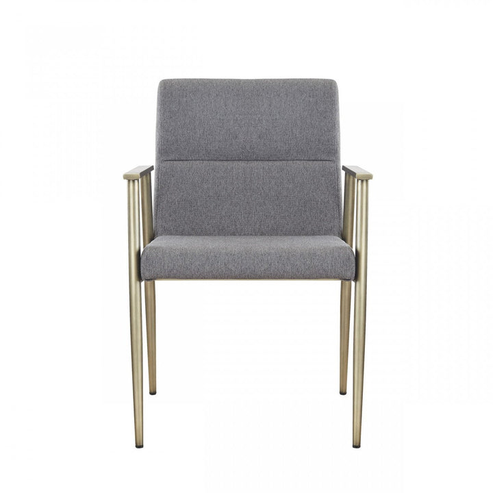 Gray Antique Brass Contemporary Dining Chair Image 2