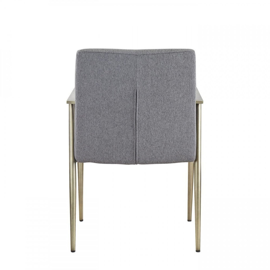 Gray Antique Brass Contemporary Dining Chair Image 3