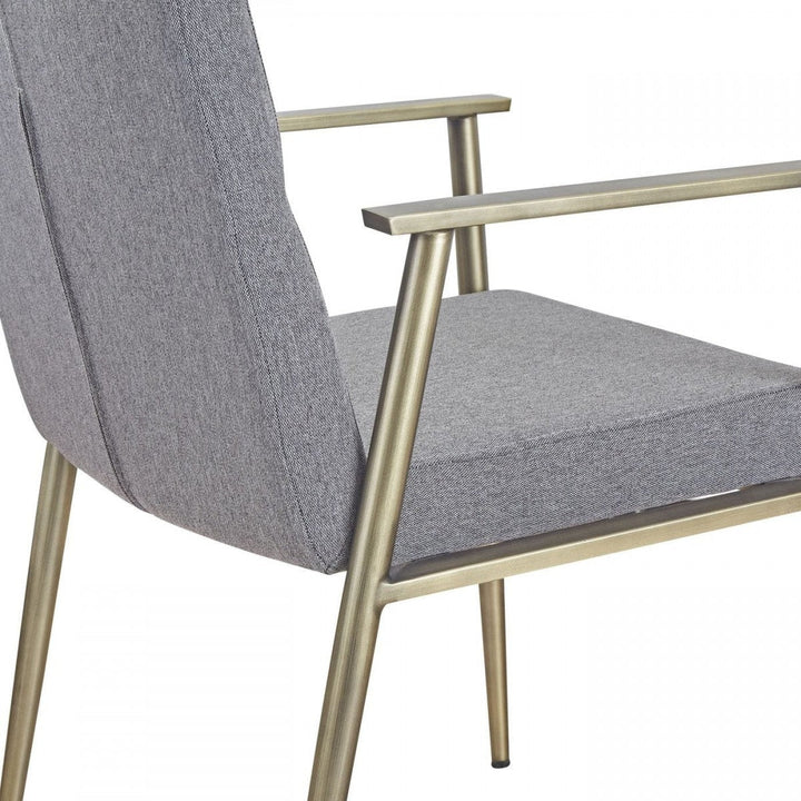 Gray Antique Brass Contemporary Dining Chair Image 4