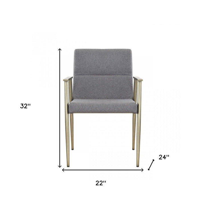 Gray Antique Brass Contemporary Dining Chair Image 5