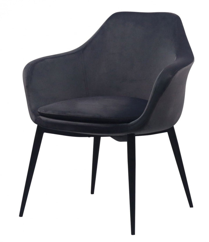 Gray Black Velvet Dining Chair Image 1