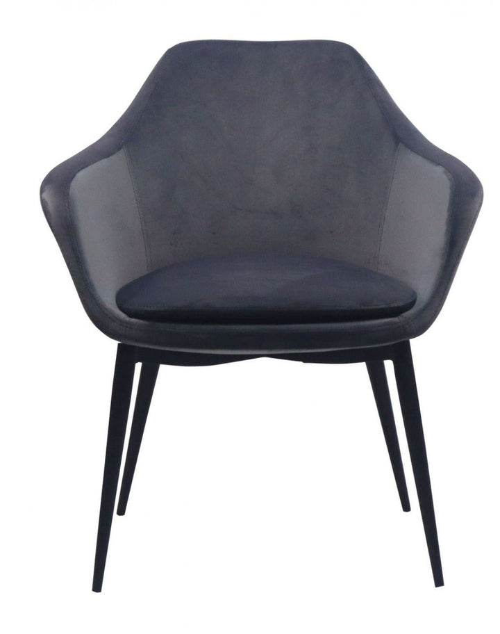 Gray Black Velvet Dining Chair Image 2