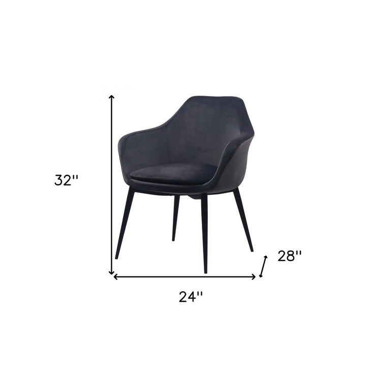 Gray Black Velvet Dining Chair Image 4