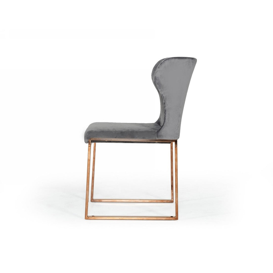 Gray Rosegold Velvet Dining Chair Image 3