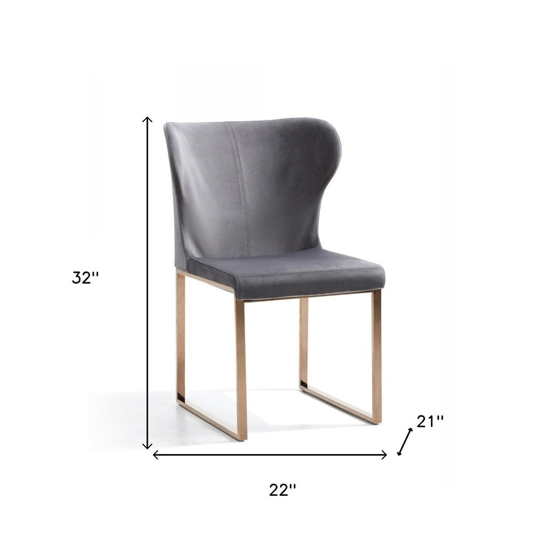 Gray Rosegold Velvet Dining Chair Image 6