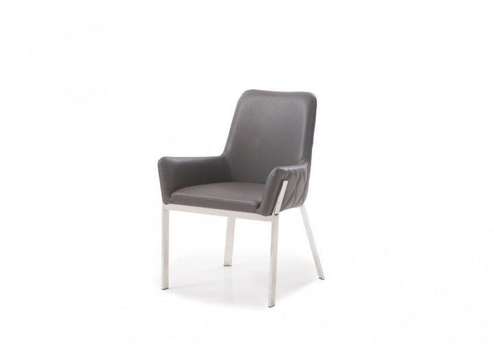 Grey Faux Leather Dining Chair Image 1