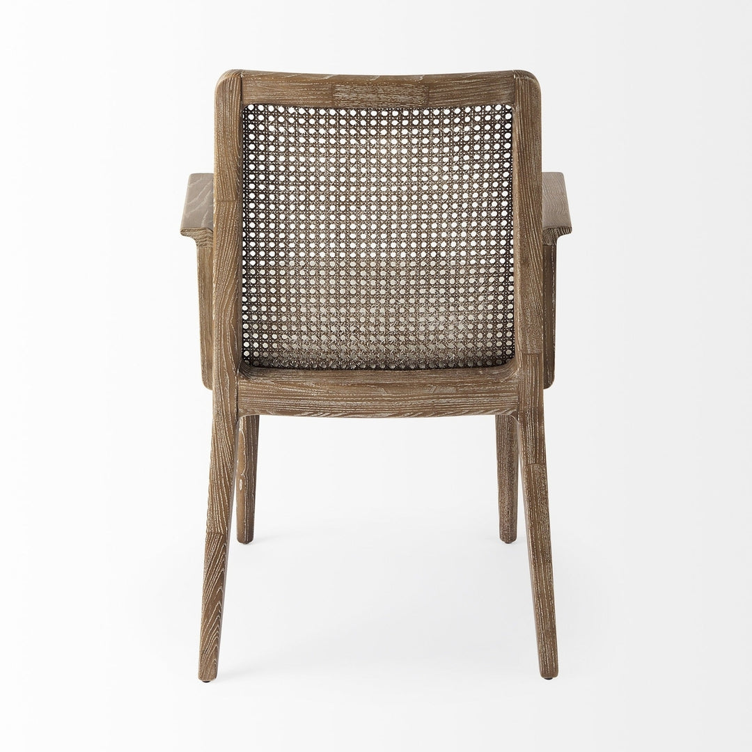 Light Natural and Cream Uholstery and Cane Dining Armchair Image 4