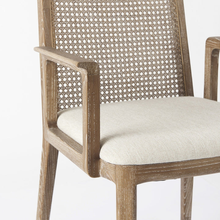 Light Natural and Cream Uholstery and Cane Dining Armchair Image 6