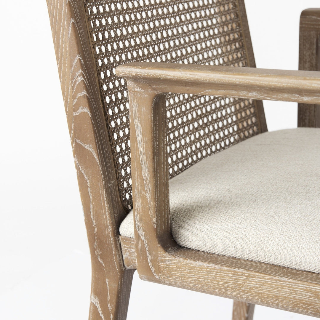 Light Natural and Cream Uholstery and Cane Dining Armchair Image 8