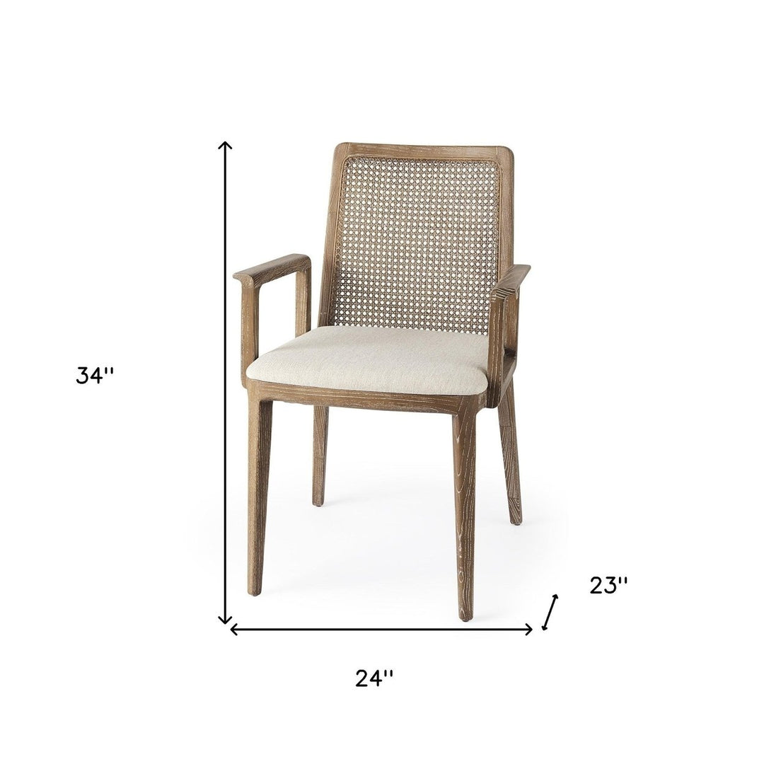 Light Natural and Cream Uholstery and Cane Dining Armchair Image 10