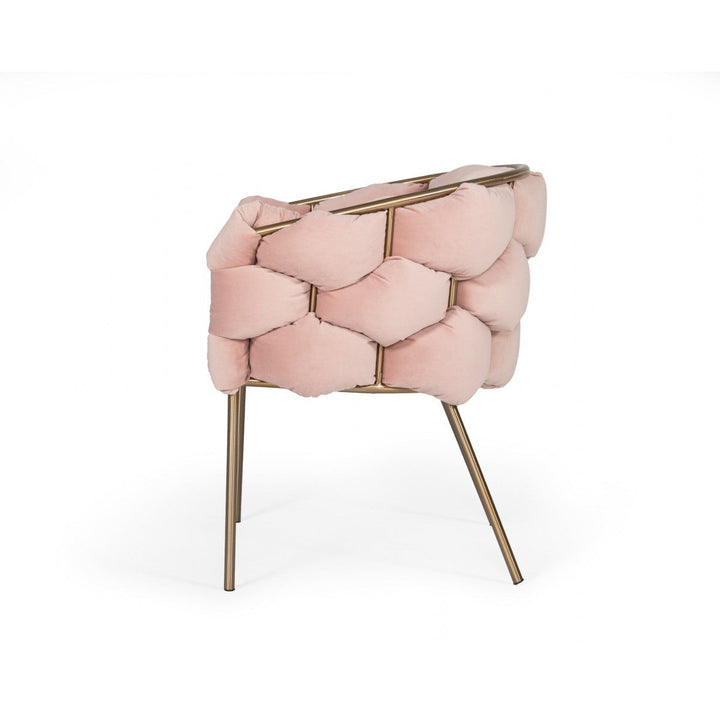 Pink Geo Velvet and Brushed Brass Velvet Dining Chair Image 2