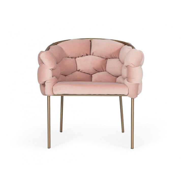 Pink Geo Velvet and Brushed Brass Velvet Dining Chair Image 3