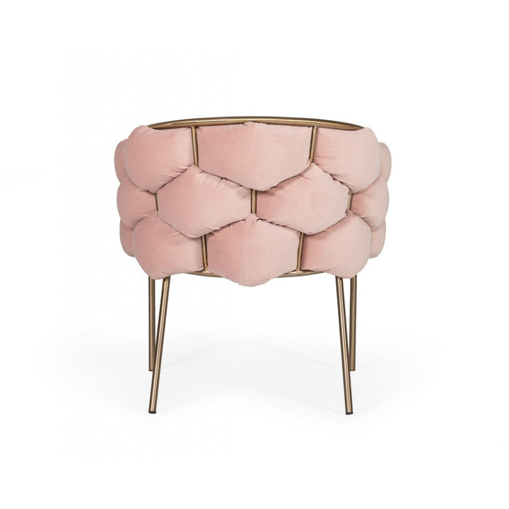 Pink Geo Velvet and Brushed Brass Velvet Dining Chair Image 4