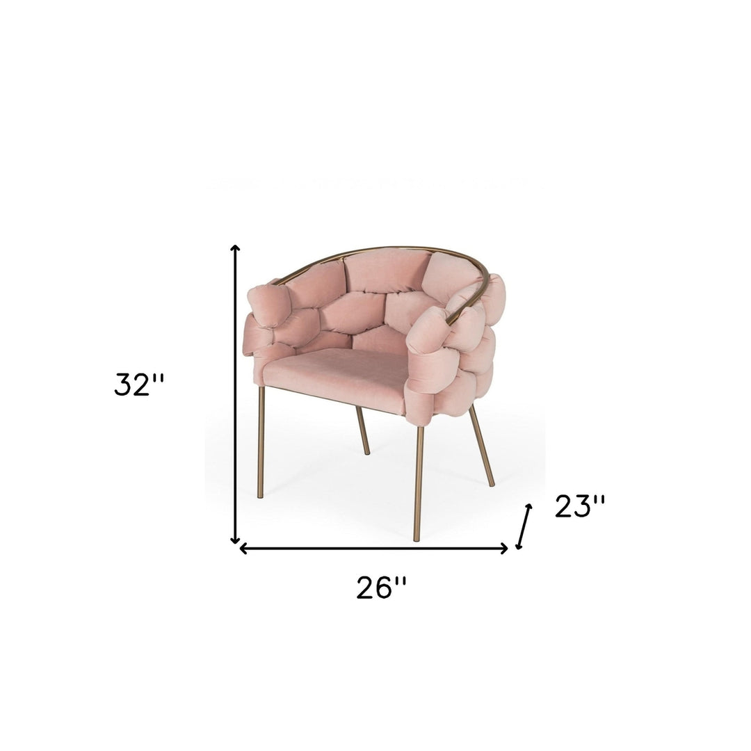 Pink Geo Velvet and Brushed Brass Velvet Dining Chair Image 6