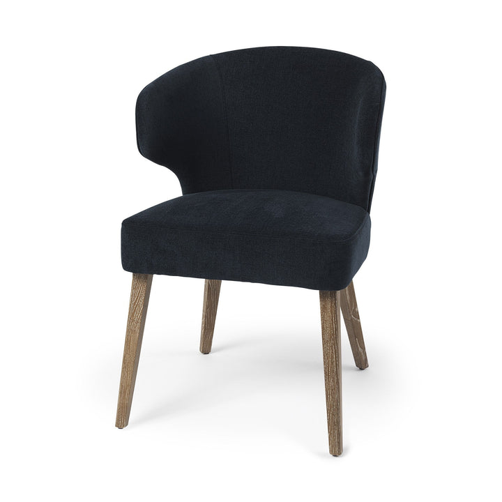 Navy Blue And Brown Wingback Dining Side Chair Image 1