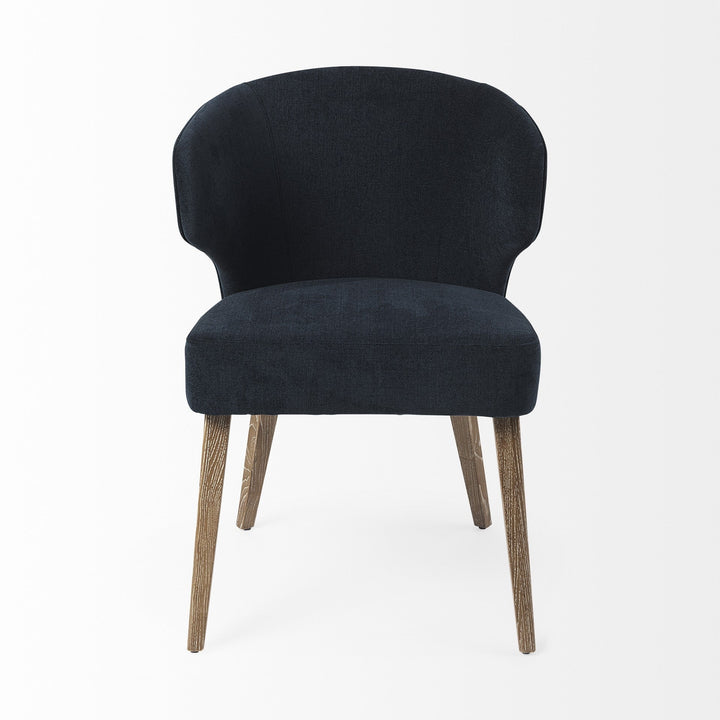 Navy Blue And Brown Wingback Dining Side Chair Image 2