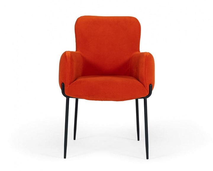 Orange Velvet Dining Chair Image 2