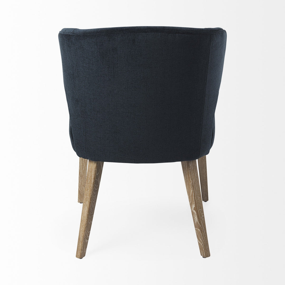 Navy Blue And Brown Wingback Dining Side Chair Image 4