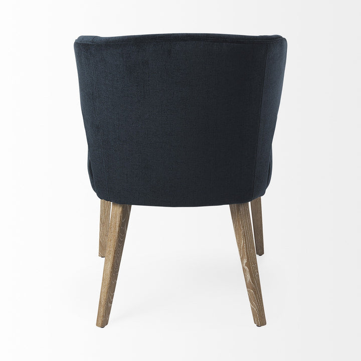 Navy Blue And Brown Wingback Dining Side Chair Image 4