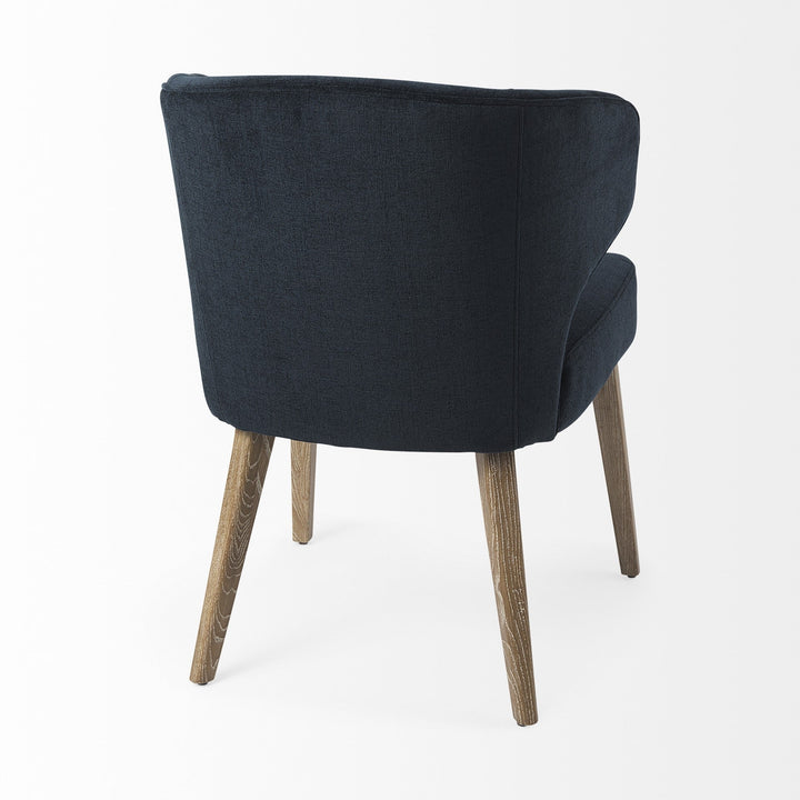 Navy Blue And Brown Wingback Dining Side Chair Image 5