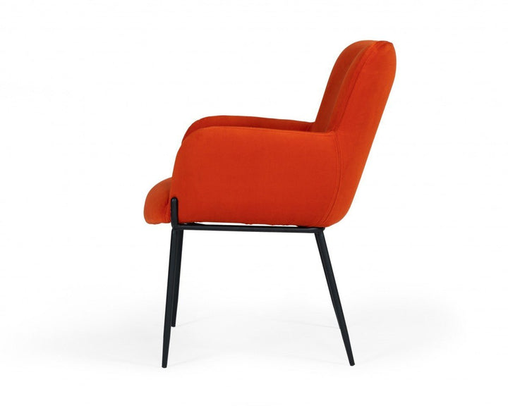 Orange Velvet Dining Chair Image 3