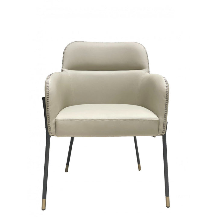 Pale Gray Faux Leather Modern Dining or Side Chair Image 2