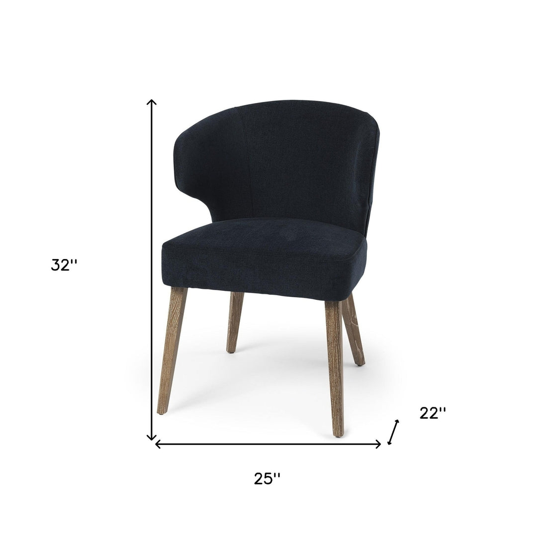 Navy Blue And Brown Wingback Dining Side Chair Image 10