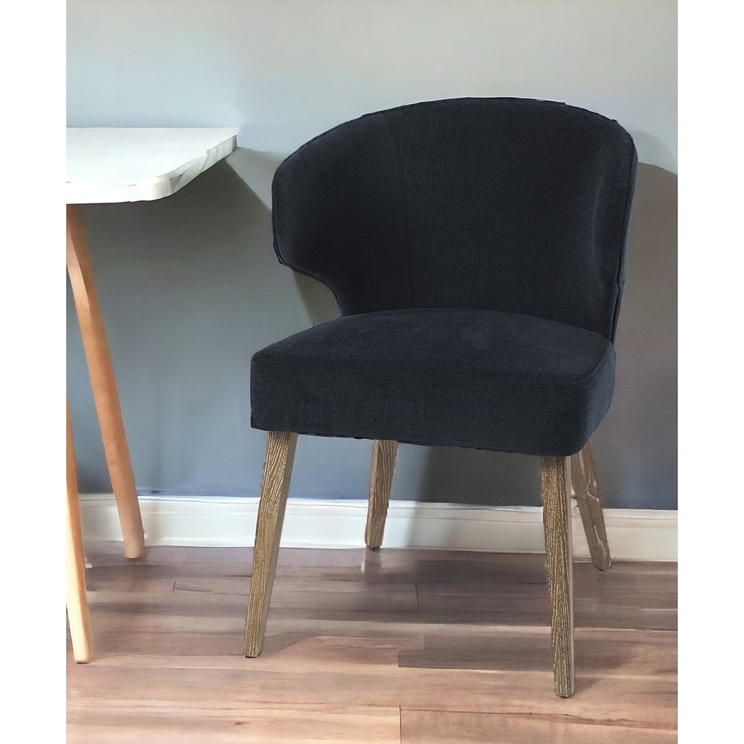 Navy Blue And Brown Wingback Dining Side Chair Image 11