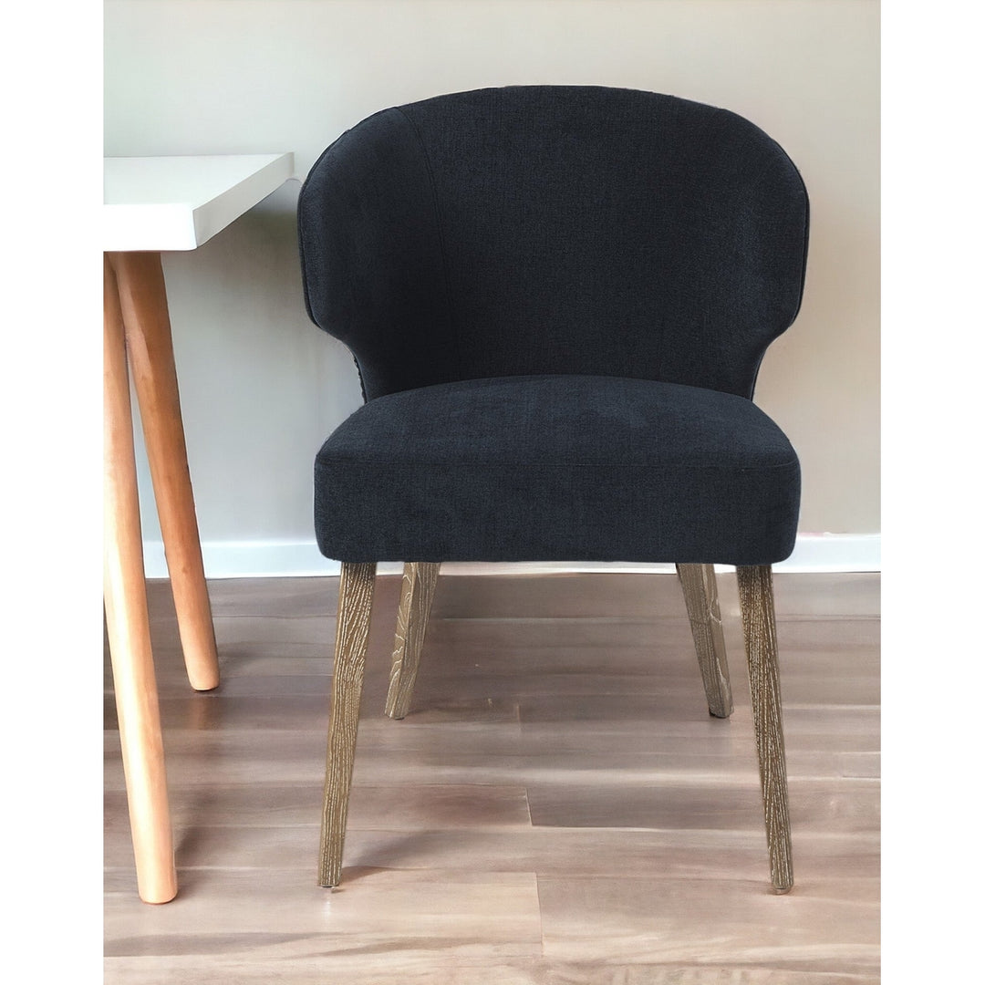 Navy Blue And Brown Wingback Dining Side Chair Image 12