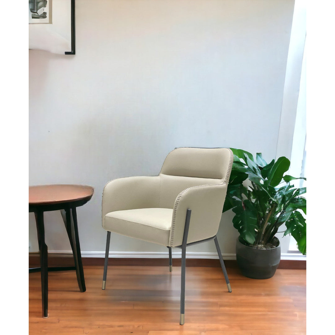 Pale Gray Faux Leather Modern Dining or Side Chair Image 5