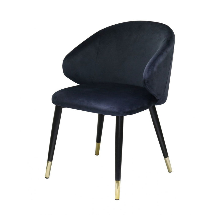 Set of Two Blue Velvet Dining Chairs Image 1