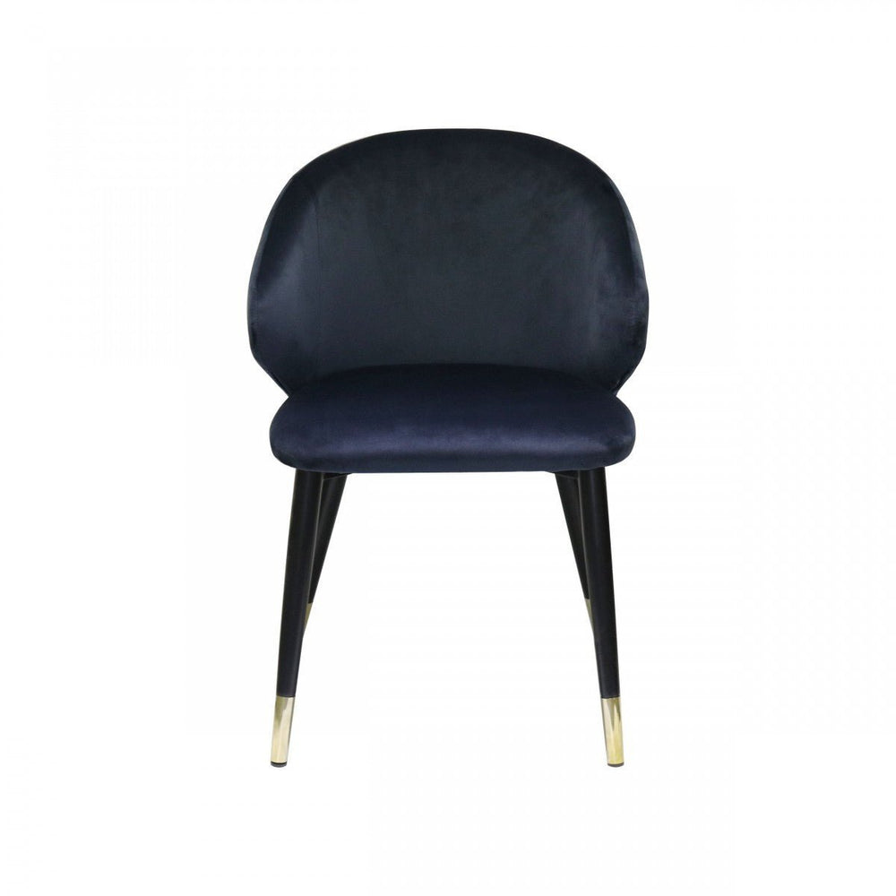 Set of Two Blue Velvet Dining Chairs Image 2