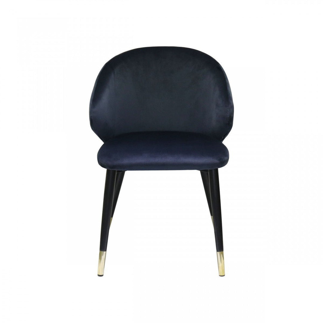 Set of Two Blue Velvet Dining Chairs Image 2