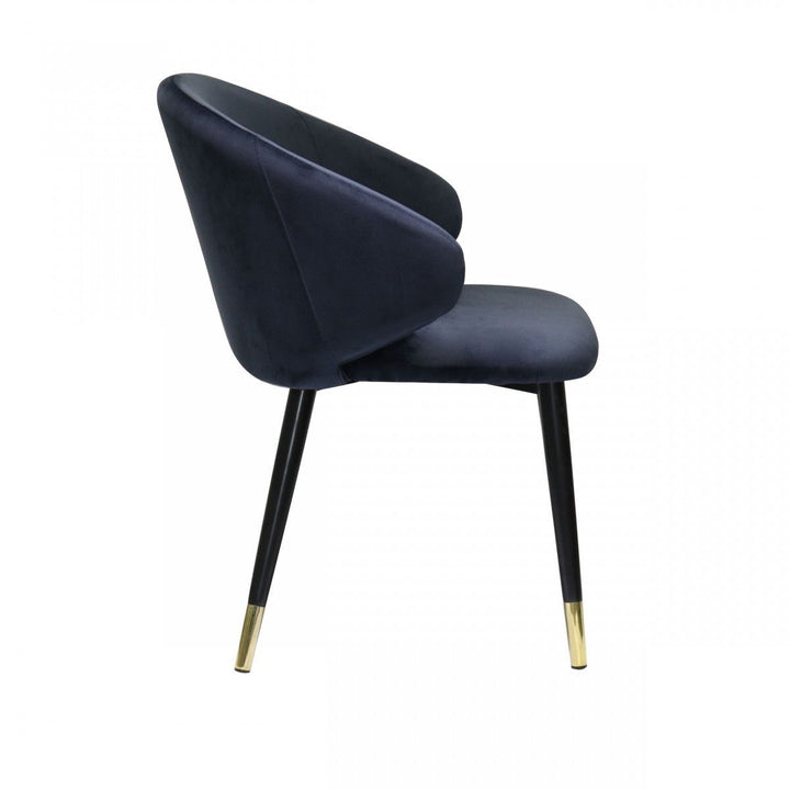 Set of Two Blue Velvet Dining Chairs Image 3