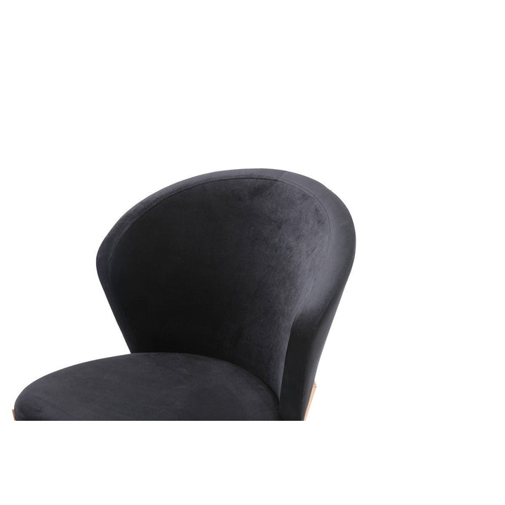 Set of Two Black And Champagne Upholstered Velvet Wing Back Dining Side Chairs Image 7