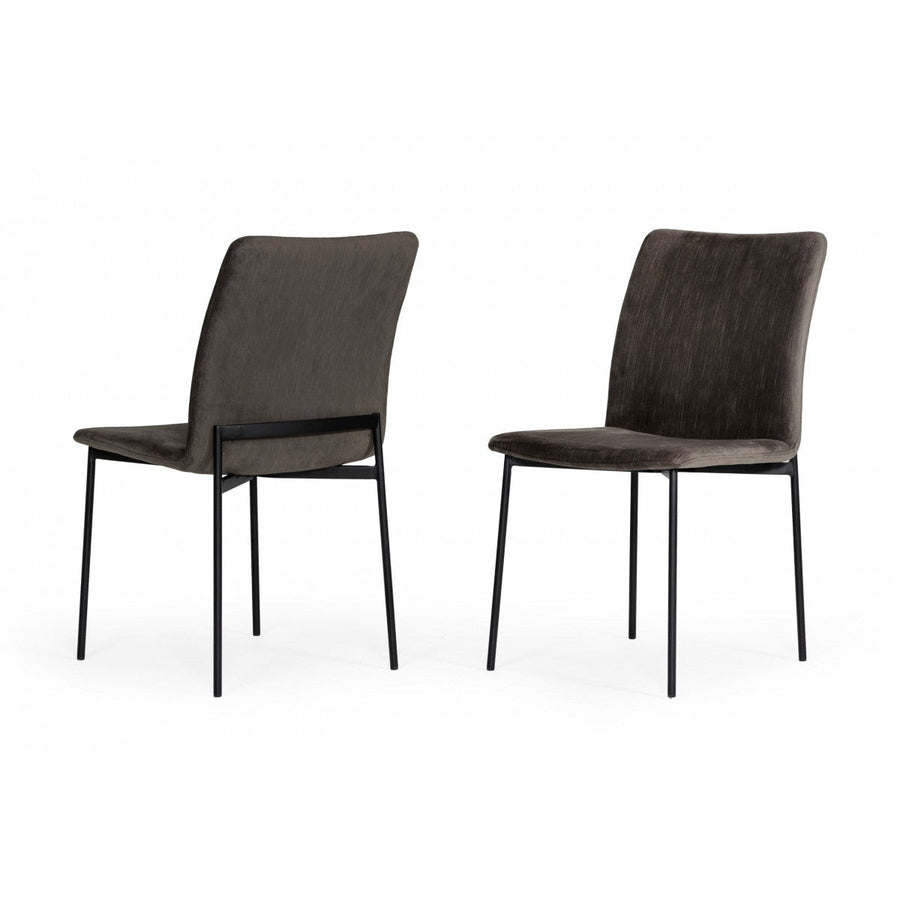 Set of Two Brown Black Dining Chairs Image 1