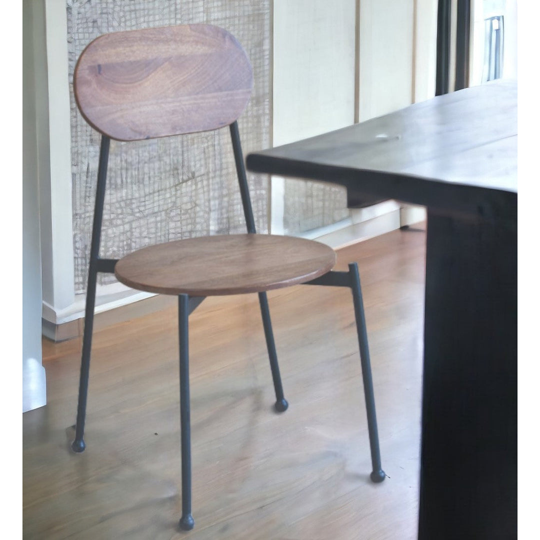 Set of Two Brown And Black Metal and Wood King Louis Back Dining Side Chairs Image 7