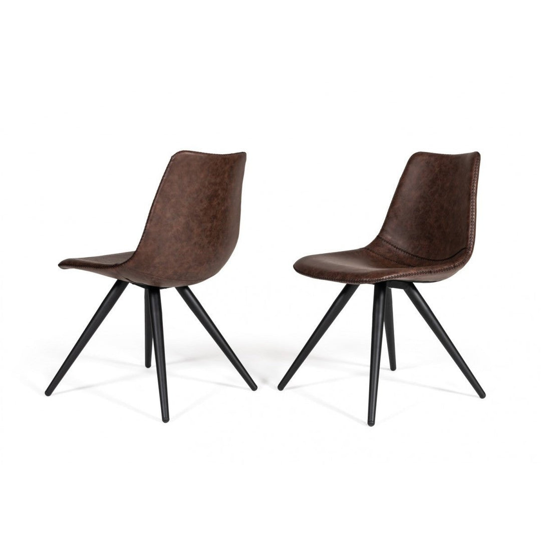 Set of Two Brown Modern Dining Chairs Image 1