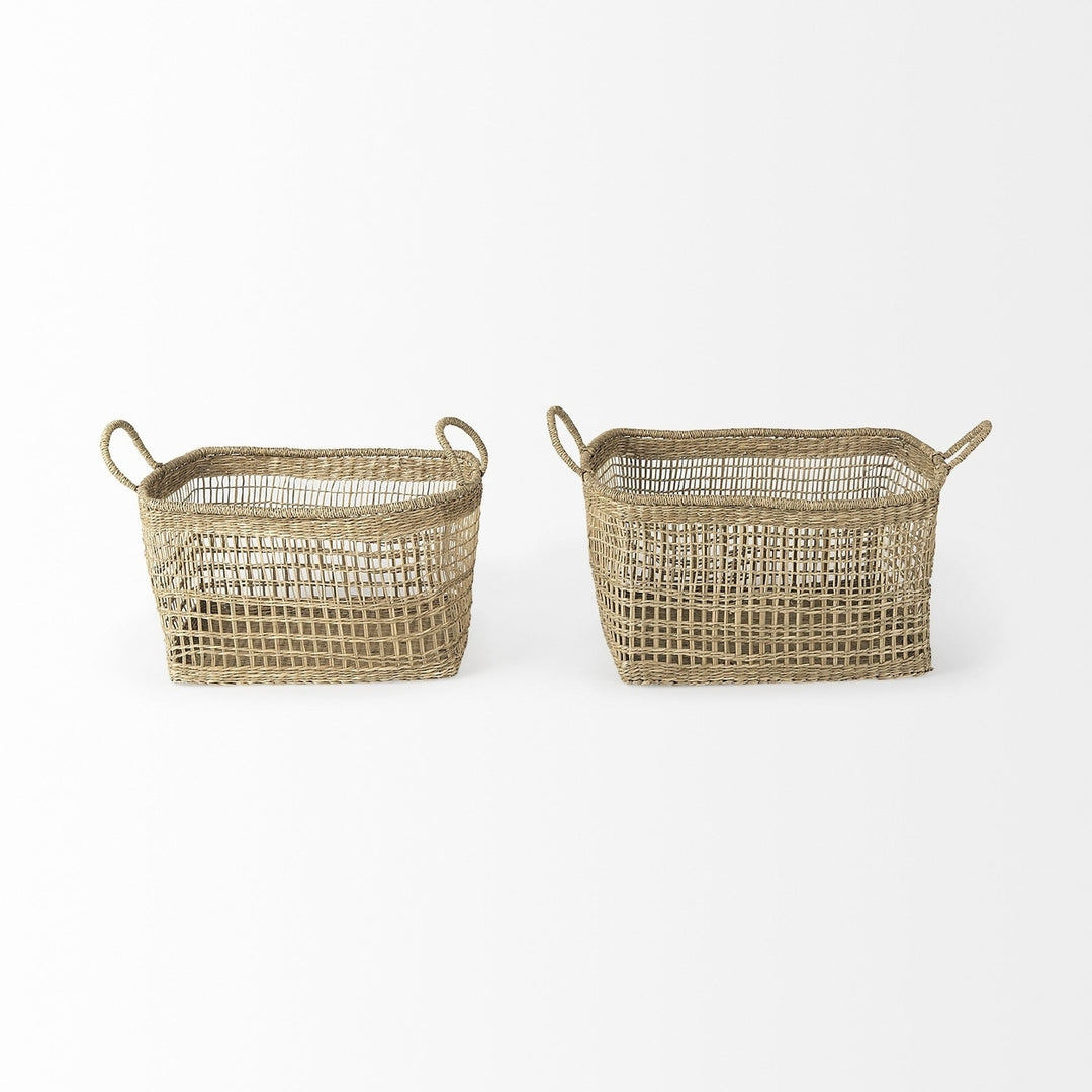 Set Of Two Brown Wicker Storage Baskets Image 2