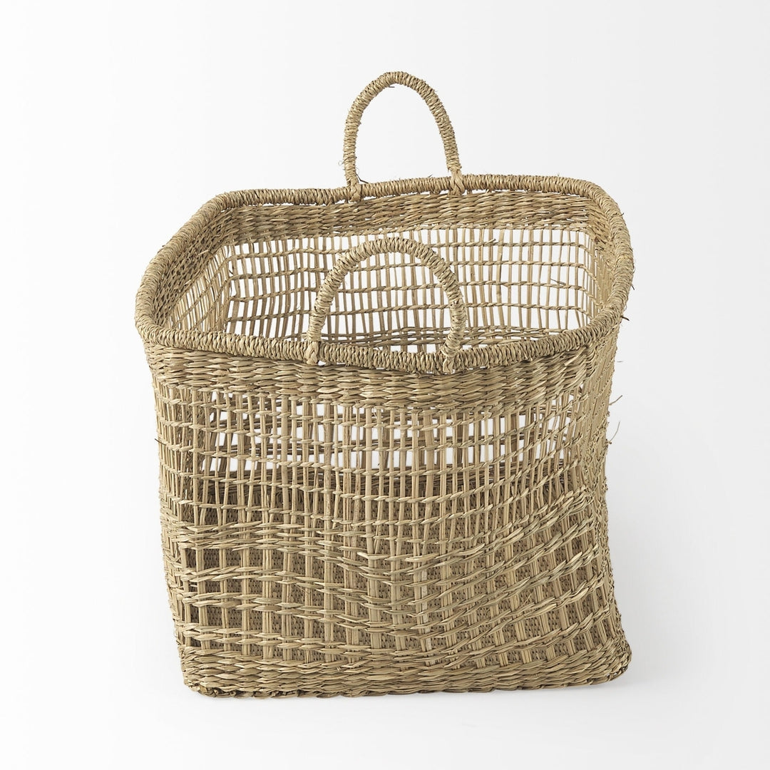 Set Of Two Brown Wicker Storage Baskets Image 3