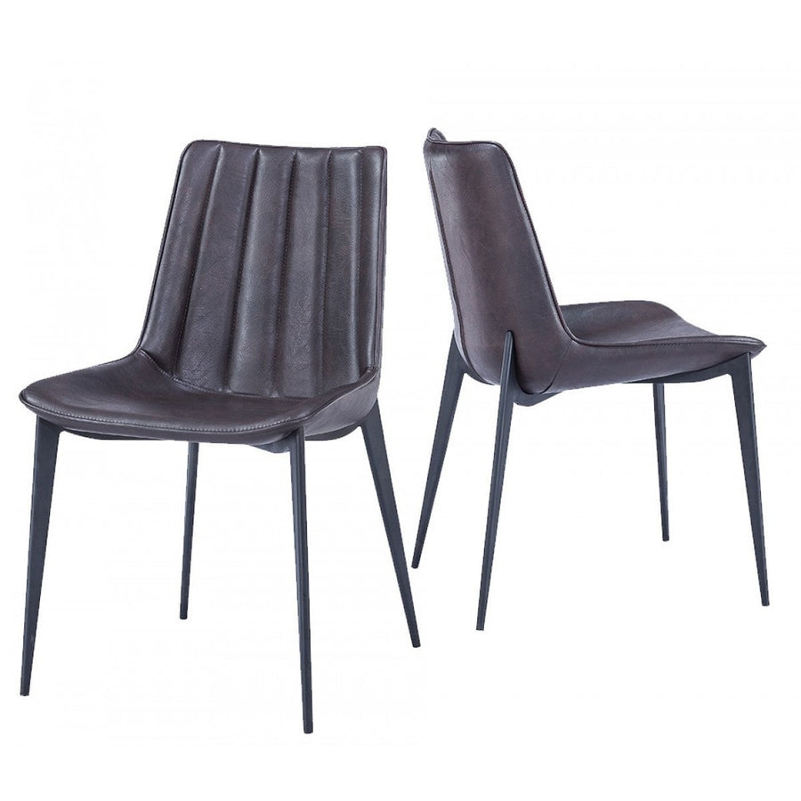 Set of Two Brown Black Modern Dining Chairs Image 1