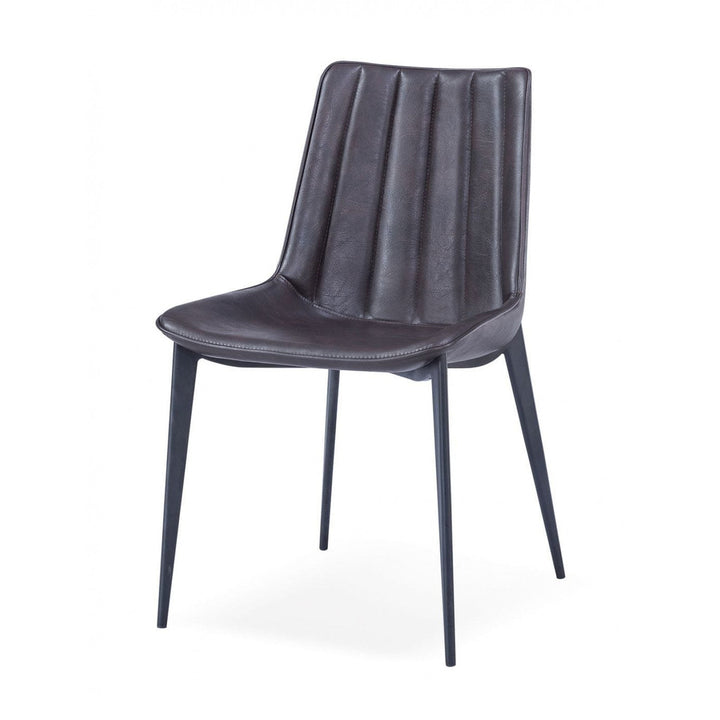 Set of Two Brown Black Modern Dining Chairs Image 2