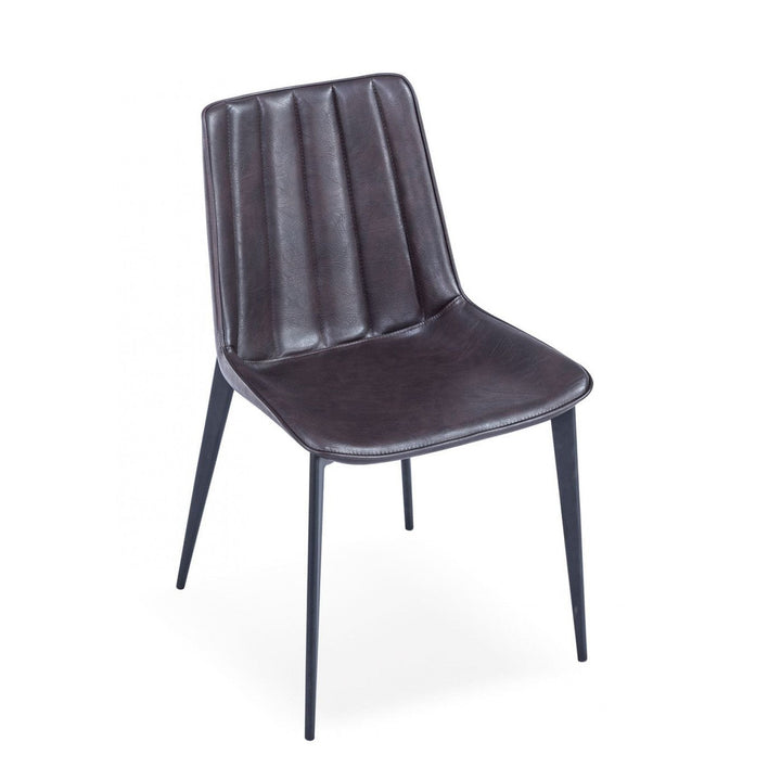 Set of Two Brown Black Modern Dining Chairs Image 3